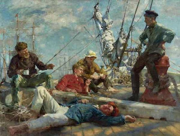 Henry Scott Tuke The midday rest sailors yarning oil painting picture